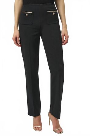 Joseph Ribkoff Chain Detail Pull On Straight Pants In Black