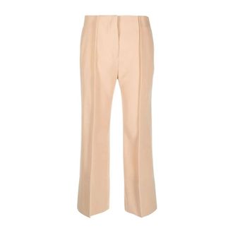 Jil Sander Wide Trousers, female, Beige, M, Elegant Beige Formal Wool Trousers