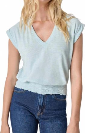 Lilla P Smocked Hem Top In Seabreeze
