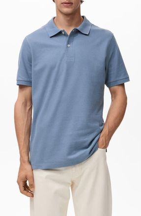 Mango Regular Fit Cotton Piqu&eacute; Polo in Blue at Nordstrom, Size Xx-Large