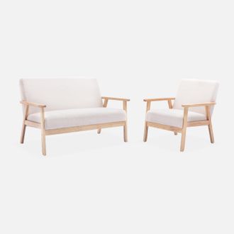Sweeek Banco Y Sill&oacute;n Borreguito Y Madera De Caucho