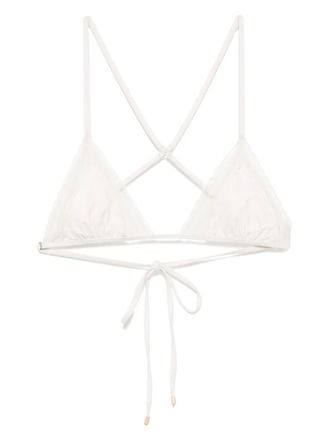 Kiki De Montparnasse lace inset string bikini top - Neutrals