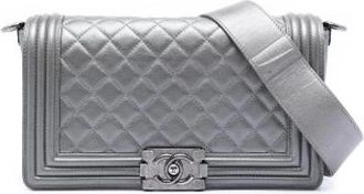 Chanel Pre-owned The Boy Flap - Dames - Vintage Schoudertas - Grijs - ONE Size - Leer - Vintage