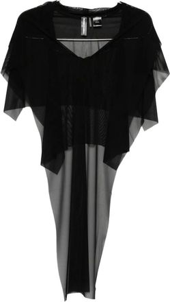 Norma Kamali Top con strato in rete - Nero