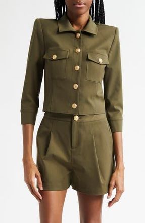 L'agence Kumi Fitted Crop Jacket in Ivy Green at Nordstrom Rack, Size 12