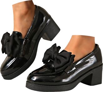 Generic Womens Loafers Flats Comfortable Slip-On Dress Shoes Orthopedic Platform Loafers,Leather Bow Platform Comfortable Chunky Lug Sole Slip on Dressy Busin