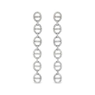 House of Brilliance Sterling Silver 1.0 Cttw Diamond Oval Design Dangle Earrings at Nordstrom