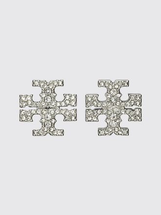 Tory Burch Orecchini a bottone Icon in ottone con cristalli pav&eacute; e logo Double T