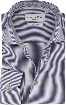 Led&ucirc;b Overhemd Ledub Modern Fit donkerblauw gestreept