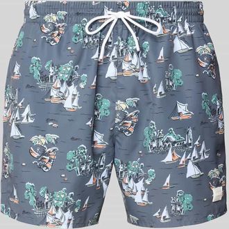 HUGO BOSS Badehose mit Allover-Muster Modell PIRANHA in Anthrazit, Größe XXL
