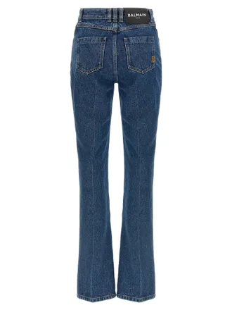 Balmain Embroidered High-Waist Jeans - Blue