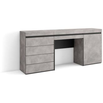 Skraut Home Skraut Home - Tocador, Dormitorio Habitaci&oacute;n, 177x75x35 Cm, Con Caj&oacute;n, C&oacute;moda, Cajonera, Estilo Moderno, Gris Cemento