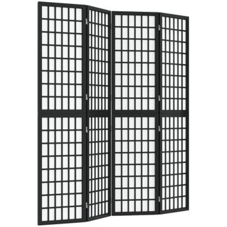vidaXL Folding 4-Panel Room Divider Japanese Style 160x170 cm Black Vidaxl
