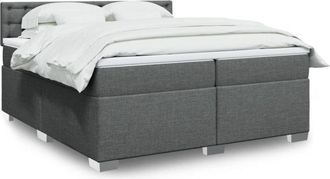 vidaXL Cama Box Spring Con Colch&oacute;n Tela Gris Oscuro 200x200 Cm Vidaxl