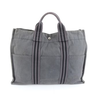 Herm&egrave;s Gray Shoulder Bag Tote Bag (Pre-Owned)