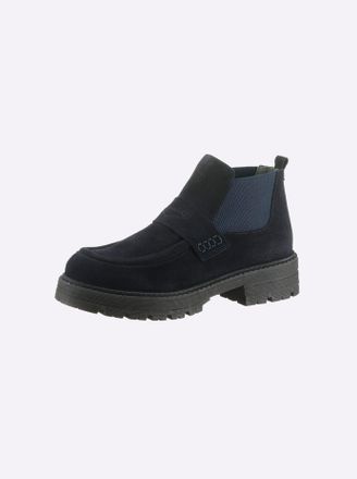 Heine Stiefelette HEINE, Damen, Gr. 37, blau (marine), Leder, Rindsleder, Veloursleder, Schuhe Stiefelette