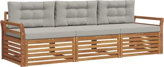 vidaXL Conjunto De Sof&aacute;s De Exterior 3 Uds. Natural Y Gris Claro Vidaxl