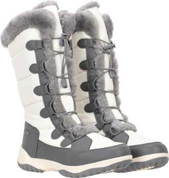 Mountain Warehouse Snowflake Womens Long Snowboots - Faux Fur, High Traction Outsole - Snowproof Winter Shoes White Adult Shoe Size 5