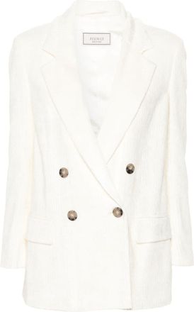 PESERICO double-breasted blazer - women - Viscose/Viscose - 42 - Neutrals