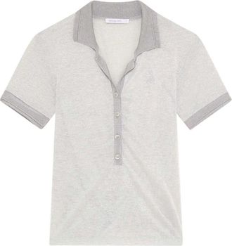 Patrizia Pepe Tops, Dames, Wit, M, Witte polo shirt met strass logo