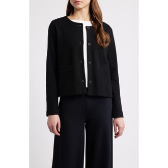 Eileen Fisher Organic Cotton Short Jacket in Black at Nordstrom, Size Xx-Small