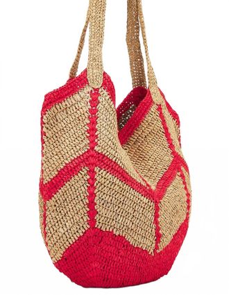 Free People Womens Mykonos Straw Tote Bag In Red Orange