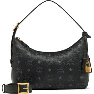 MCM Aren Hobo in Visetos in Black at Nordstrom