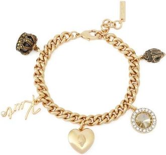 Kurt Geiger Mixed Charm Curb Chain Bracelet in Gold at Nordstrom
