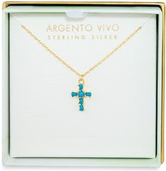 Argento Vivo Turquoise Cross Pendant Necklace in Gold at Nordstrom Rack