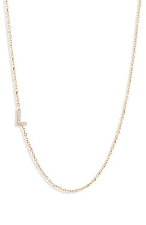 Anzie Love Letter Pavé Diamond Initial Pendant Necklace in Gold-L at Nordstrom, Size 16