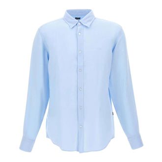 HUGO BOSS Hugo, Formal Shirts, male, Blue, Size: 3XL Linen Shirt