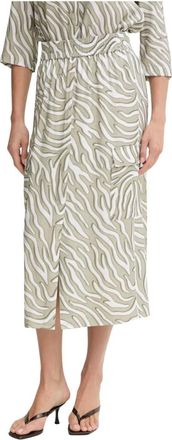 Marc Aurel Uitlopende Midi Rok - Dames - Midirokken - Groen - 2XL - Polyester - Rokken