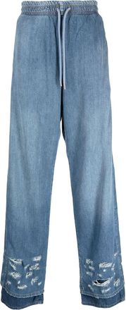 Diesel distressed-effect wide-leg jeans - men - Cotton/Lyocell/Modal - 26/30 - Blue