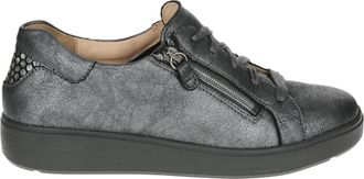 Ganter Metallic Lage Sportieve Schoenen met Uitneembaar Voetbed - Dames - Sneakers - Grijs - 35 1/2 EU - Leer - Schoenen