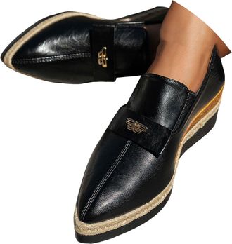 Generic Womens Casual Slip On Wedge Shoes Dressy Retro Pointed Toe Flower Decoration Dress Shoes for Women Work Fashion Chunky Wedge Heels Outdoor Travel Non 