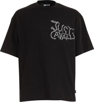 Roberto Cavalli T-shirt met logoprint - Heren - Tops - Zwart - Maat: M Katoen