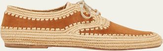 Gabriela Hearst x Clergerie Miguel Suede & Raffia Oxford Shoes