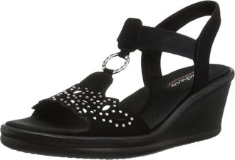 Skechers Womens Rumblers-Queen B Wedge Sandal, Black, 4.5 UK