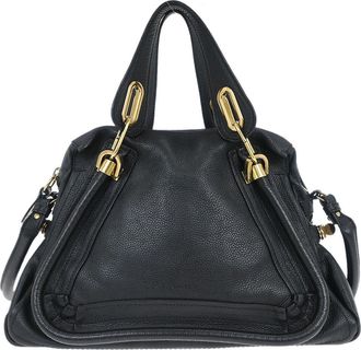 Chlo&eacute; Paraty Top Handle Bag Leather Black Leather Handbag (Pre-Owned)