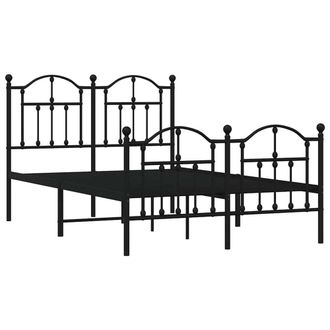 Berkfield Home Metal Bed Frame with Headboard & Footboard Black 120x200 cm | Size: Small Double