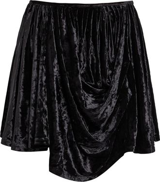 Ganni Draped Asymmetric Velour Mini Skirt - Black - 34 (UK6 / XS)