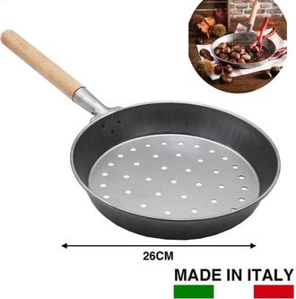 Trade Shop Trade Shop - Padella Per Caldarroste In Acciaio Al Carbonio Diametro 26 Cm Accessorio Cucina