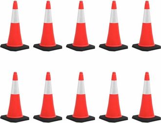 vidaXL Conos De Tr&aacute;fico Reflectantes Con Base Pesada 10 Uds 75 Cm Vidaxl