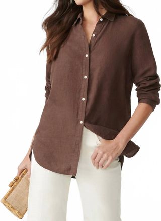 J.McLaughlin Britt Linen Button-Up Shirt In Dark Brown