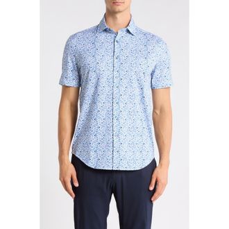 Bugatchi Miles OoohCotton Classic Blue Button-Up Shirt at Nordstrom Rack, Size Xxx-Large