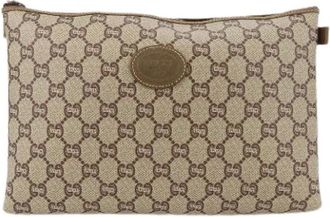 Gucci Pre-owned Clutches, female, Beige, Size: ONE SIZE Pre-owned Canvas clutches