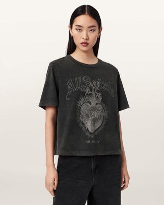 AllSaints Cotton Sabbath Lisa Boxy Graphic T-Shirt, Size: XS