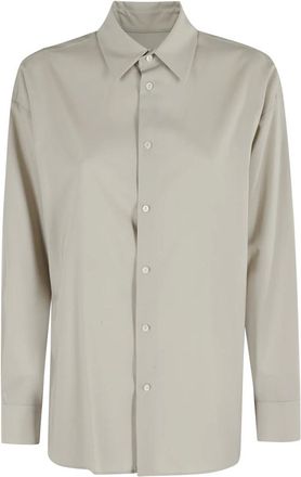 Dondup Overhemden, Dames, Beige, S, Wol, Salie Klassieke Overhemd Lange Mouw