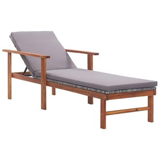 vidaXL Vidaxl - Tumbona Con Coj&iacute;n Rat&aacute;n Sint&eacute;tico Y Madera Maciza Acacia Gris