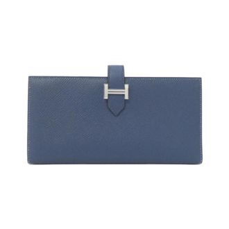 Herm&egrave;s Blue Epsom Leather Long Wallet (Bi-Fold) (Pre-Owned)